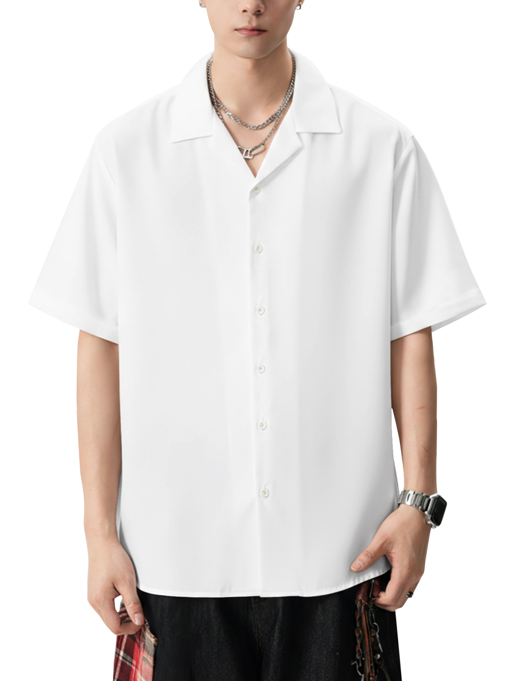 Men’s Short Sleeve Shirt with Inner Placket Print 1