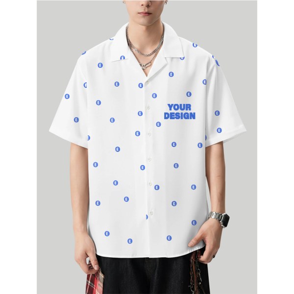 Men’s Short Sleeve Shirt with Inner Placket Print