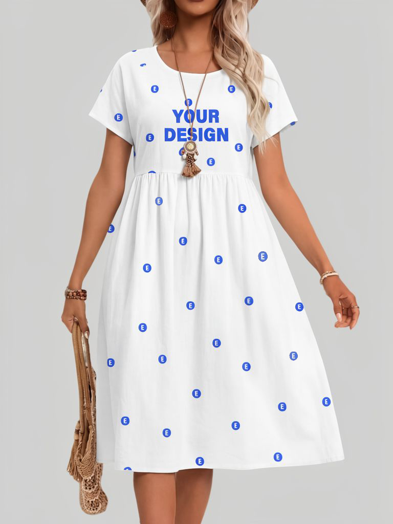 Women’s Plus Size Short Sleeve Pleated Hem Dress 1