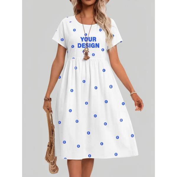 Women’s Plus Size Short Sleeve Pleated Hem Dress